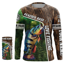 Load image into Gallery viewer, Personalized Peacock bass Fishing Shirts, Love Fishing Camo fish on 3D All Over Printed Shirts NQS5901