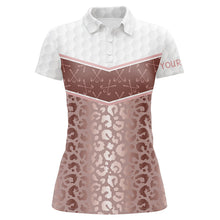 Load image into Gallery viewer, Pink leopard Pattern white golf ball skin Womens golf polo shirts Custom Golf Apparel For Ladies NQS8212