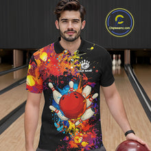 Load image into Gallery viewer, Colorful bowling jerseys Bowling Polo, 1/4 Zip Shirt for Men Custom Bowling Team shirts for bowlers NQS10416