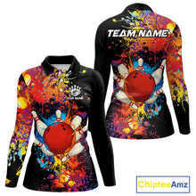 Load image into Gallery viewer, Colorful bowling jerseys Bowling Polo, 1/4 Zip Shirt for Women Custom Bowling Team shirts for bowlers NQS10416