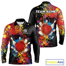 Load image into Gallery viewer, Colorful bowling jerseys Bowling Polo, 1/4 Zip Shirt for Men Custom Bowling Team shirts for bowlers NQS10416