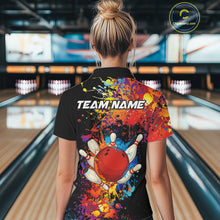 Load image into Gallery viewer, Colorful bowling jerseys Bowling Polo, 1/4 Zip Shirt for Women Custom Bowling Team shirts for bowlers NQS10416