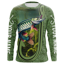 Load image into Gallery viewer, Musky ( Muskie) fishing scale UV protection Customize name long sleeves personalized gift for fisherman NQS821