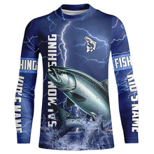 Load image into Gallery viewer, Chinook salmon Fishing blue lightning jerseys custom performance Long Sleeve tournament fishing shirts NQS6331