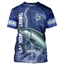 Load image into Gallery viewer, Chinook salmon Fishing blue lightning jerseys custom performance Long Sleeve tournament fishing shirts NQS6331