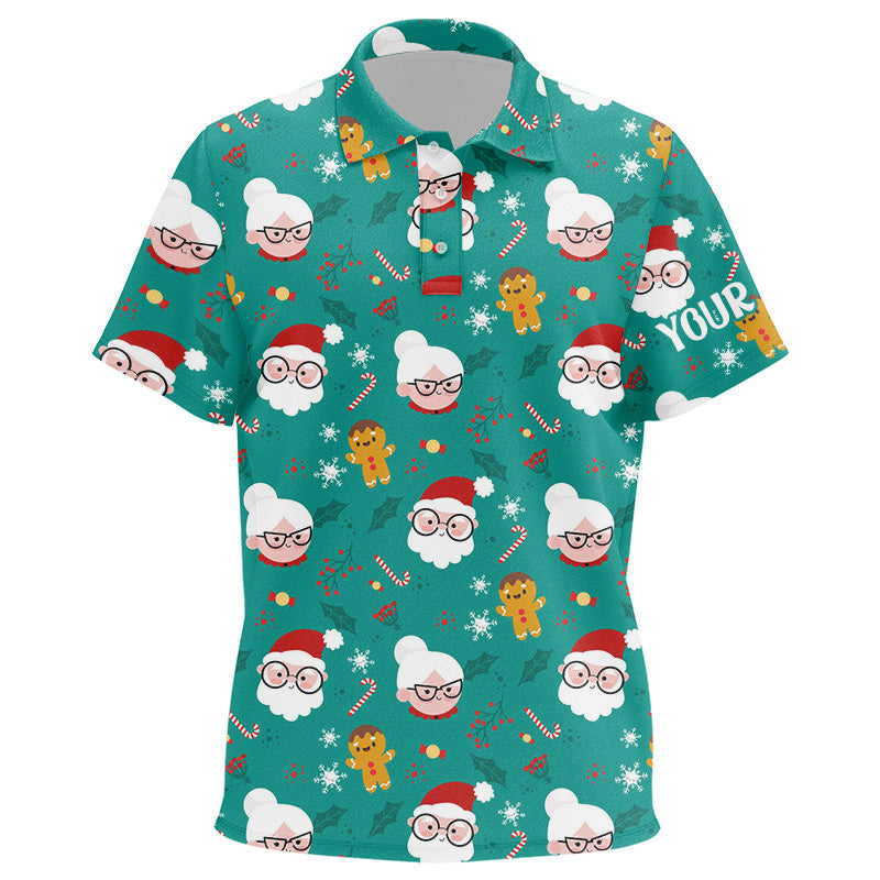 Funny Santa Christmas pattern custom Kid golf polo shirts, personalized golf gifts for team NQS8679