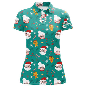 Funny Santa Christmas pattern custom Women golf polo shirts, personalized golf gifts for team NQS8679