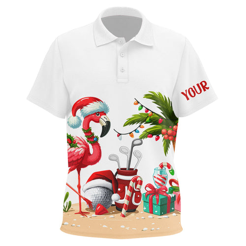 Funny Flamingo Christmas Kid golf polo shirts custom golf shirt for kid, Christmas gift for golfer NQS8900