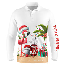 Load image into Gallery viewer, Funny Flamingo Christmas Men golf polo shirt custom golf shirt for men, Christmas gifts for golfer NQS8900