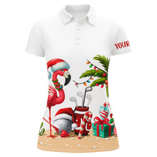 Load image into Gallery viewer, Funny Flamingo Christmas Women golf polo shirt custom golf shirt for ladies, Christmas gift for golfer NQS8900