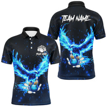 Load image into Gallery viewer, Blue Flame Eagle Custom Bowling Polo, Quarter Zip Shirt For Men Personalized Bowling Team Jerseys NQS8906