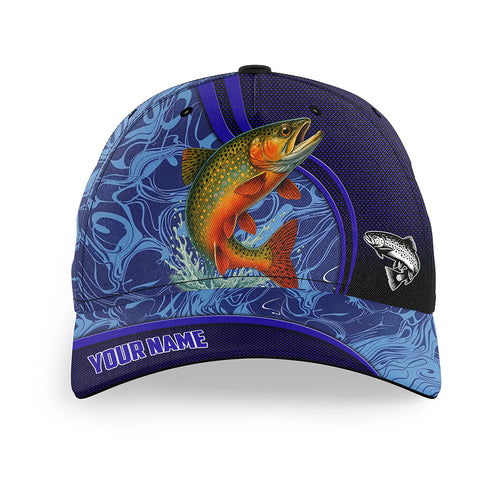 Brook Trout fishing blue camo Custom fishing hat Unisex Fishing Baseball freshwater Angler hat cap NQS11025