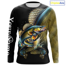 Load image into Gallery viewer, Walleye fishing yellow scales Custom walleye fishing shirts tournament fishing jerseys NQS11031
