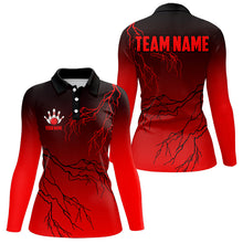 Load image into Gallery viewer, Black and Red gradient Lightning thunder storm Bowling shirts for Women Custom Bowling Team Jerseys NQS9353