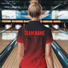 Load image into Gallery viewer, Black and Red gradient Lightning thunder storm Bowling shirts for Women Custom Bowling Team Jerseys NQS9353