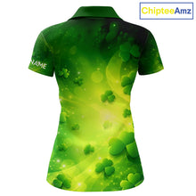 Load image into Gallery viewer, Green clover pattern St Patrick's Day Womens Golf Polo Shirts Custom Shamrock Golf outfit For Ladies NQS11628