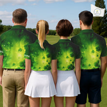 Load image into Gallery viewer, Green clover pattern St Patrick's Day Womens Golf Polo Shirts Custom Shamrock Golf outfit For Ladies NQS11628