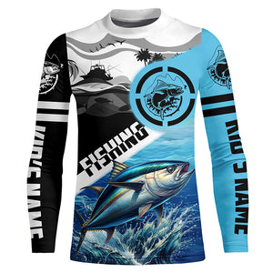 Tuna Fishing blue saltwater custom UV protection fishing apparel, Tuna tournament fishing jerseys NQS1421