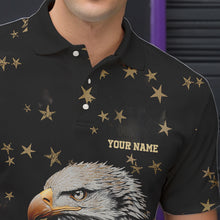 Load image into Gallery viewer, Black and Yellow Stars pattern Eagle Bowling Shirts For Men Custom Name Eagle Bowling Team Jersey NQS9661