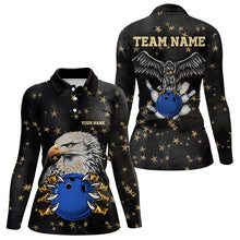 Load image into Gallery viewer, Black and Yellow Stars pattern Eagle Bowling Shirts For Women Custom Name Eagle Bowling Team Jersey NQS9661