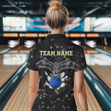 Load image into Gallery viewer, Black and Yellow Stars pattern Eagle Bowling Shirts For Women Custom Name Eagle Bowling Team Jersey NQS9661