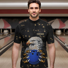 Load image into Gallery viewer, Black and Yellow Stars pattern Eagle Bowling Shirts For Men Custom Name Eagle Bowling Team Jersey NQS9661