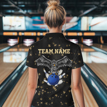 Load image into Gallery viewer, Black and Yellow Stars pattern Eagle Bowling Shirts For Women Custom Name Eagle Bowling Team Jersey NQS9661