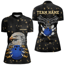 Load image into Gallery viewer, Black and Yellow Stars pattern Eagle Bowling Shirts For Women Custom Name Eagle Bowling Team Jersey NQS9661