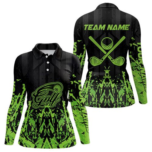 Black and Green Camo Golf polo shirts for Women custom team golf outfit ladies, personalized golf gift NQS9664