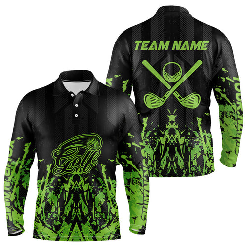 Black and Green Camo Golf polo shirts for Men custom team golf outfit men, personalized golf gifts NQS9664