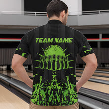 Load image into Gallery viewer, Black and Green Camo Bowling Team Shirts For Men Custom Bowling Uniform Polo, Quarter Zip Shirts NQS9665