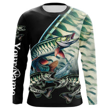 Load image into Gallery viewer, Musky Fishing Customize Name UV protection long sleeves fishing shirts, gifts for fishing lovers NQS1792