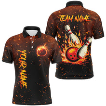 Load image into Gallery viewer, Flame Bowling Jerseys For Men Custom Bowling Polo, Quarter-Zip Shirt for Team, Gift for Bowlers NQS7601