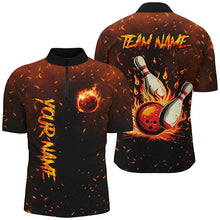 Load image into Gallery viewer, Flame Bowling Jerseys For Men Custom Bowling Polo, Quarter-Zip Shirt for Team, Gift for Bowlers NQS7601