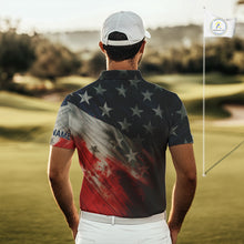 Load image into Gallery viewer, Personalized golf polos shirts for men American flag 4th July custom patriotic best men golf wears NQS9945