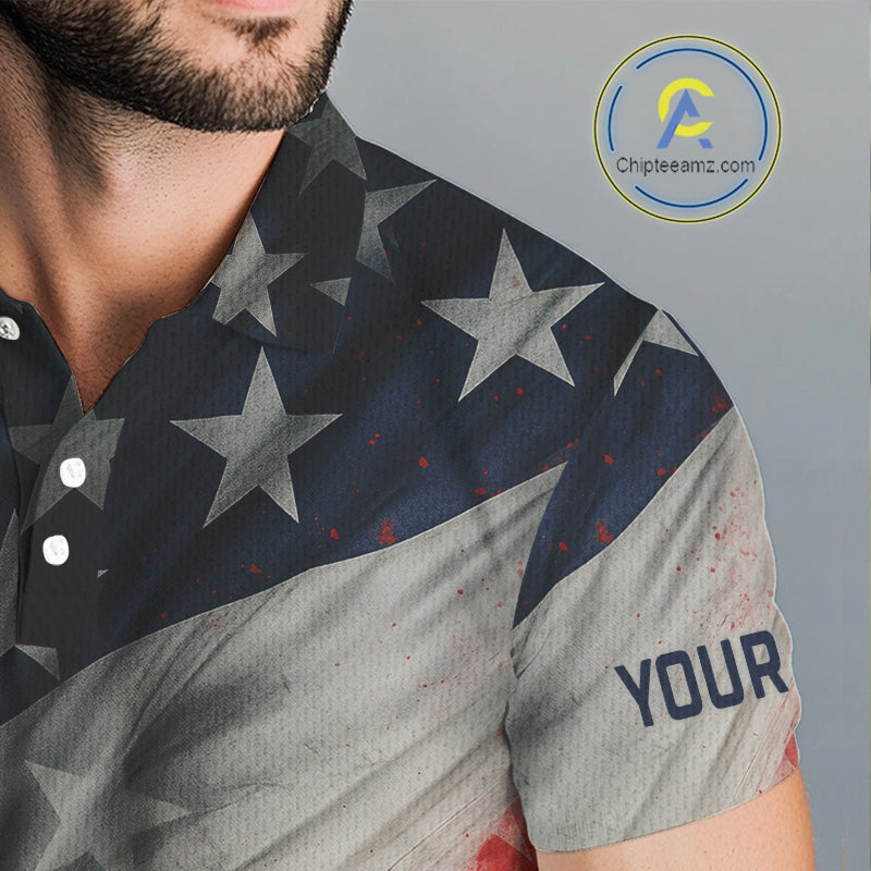 Personalized golf polos shirts for men American flag 4th July custom patriotic best men golf wears NQS9945