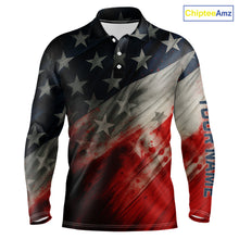 Load image into Gallery viewer, Personalized golf polos shirts for men American flag 4th July custom patriotic best men golf wears NQS9945
