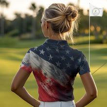 Load image into Gallery viewer, Personalized golf polos shirts for women American flag 4th July custom patriotic ladies golf wears NQS9945