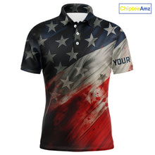 Load image into Gallery viewer, Personalized golf polos shirts for men American flag 4th July custom patriotic best men golf wears NQS9945
