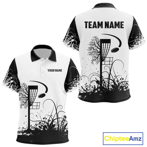 Black and White Disc Golf basket Disc golf polo shirts for Kid Custom team disc golf outfit NQS9946