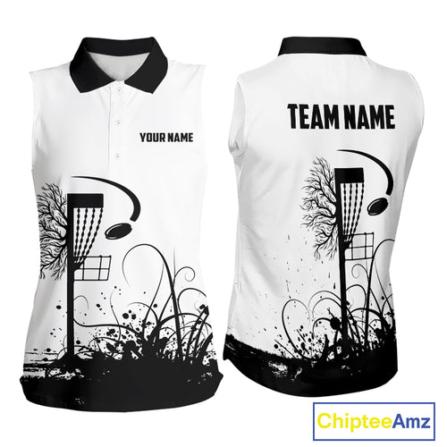 Black and White Disc Golf basket Disc golf sleeveless polo shirts Custom team disc golf outfit NQS9946