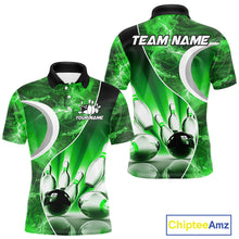 Load image into Gallery viewer, Green Light pattern Bowling Polo, Quarter Zip shirts for men Custom Bowling Team League Jerseys NQS9949