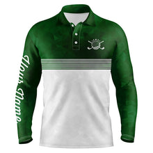 Load image into Gallery viewer, Green and white Mens golf polo shirts custom name golf shirts for men, personalized golf gifts NQS5699
