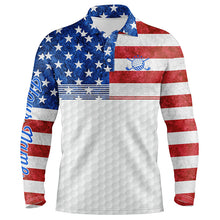 Load image into Gallery viewer, American flag white Mens golf polo shirts custom name patriotic golf shirts for mens NQS5700