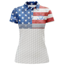 Load image into Gallery viewer, American flag white Womens golf polo shirts custom name patriotic golf shirts for women NQS5700