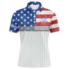 Load image into Gallery viewer, American flag white Mens golf polo shirts custom name patriotic golf shirts for mens NQS5700