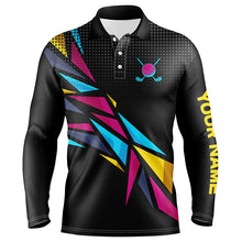Load image into Gallery viewer, Colorful black pattern Mens golf polo shirts custom men's golf apparel, golfing gifts NQS7798