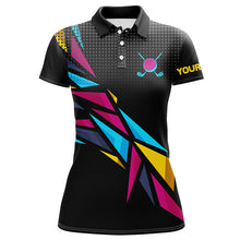 Load image into Gallery viewer, Colorful black pattern Womens golf polo shirts custom golf tops for ladies, golfing gifts NQS7798