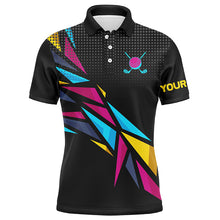 Load image into Gallery viewer, Colorful black pattern Mens golf polo shirts custom men's golf apparel, golfing gifts NQS7798