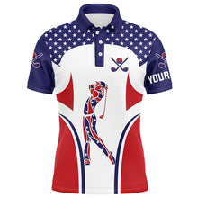 Load image into Gallery viewer, Red, White and Blue American flag Mens golf polo shirts custom patriotic mens golf tops NQS7801